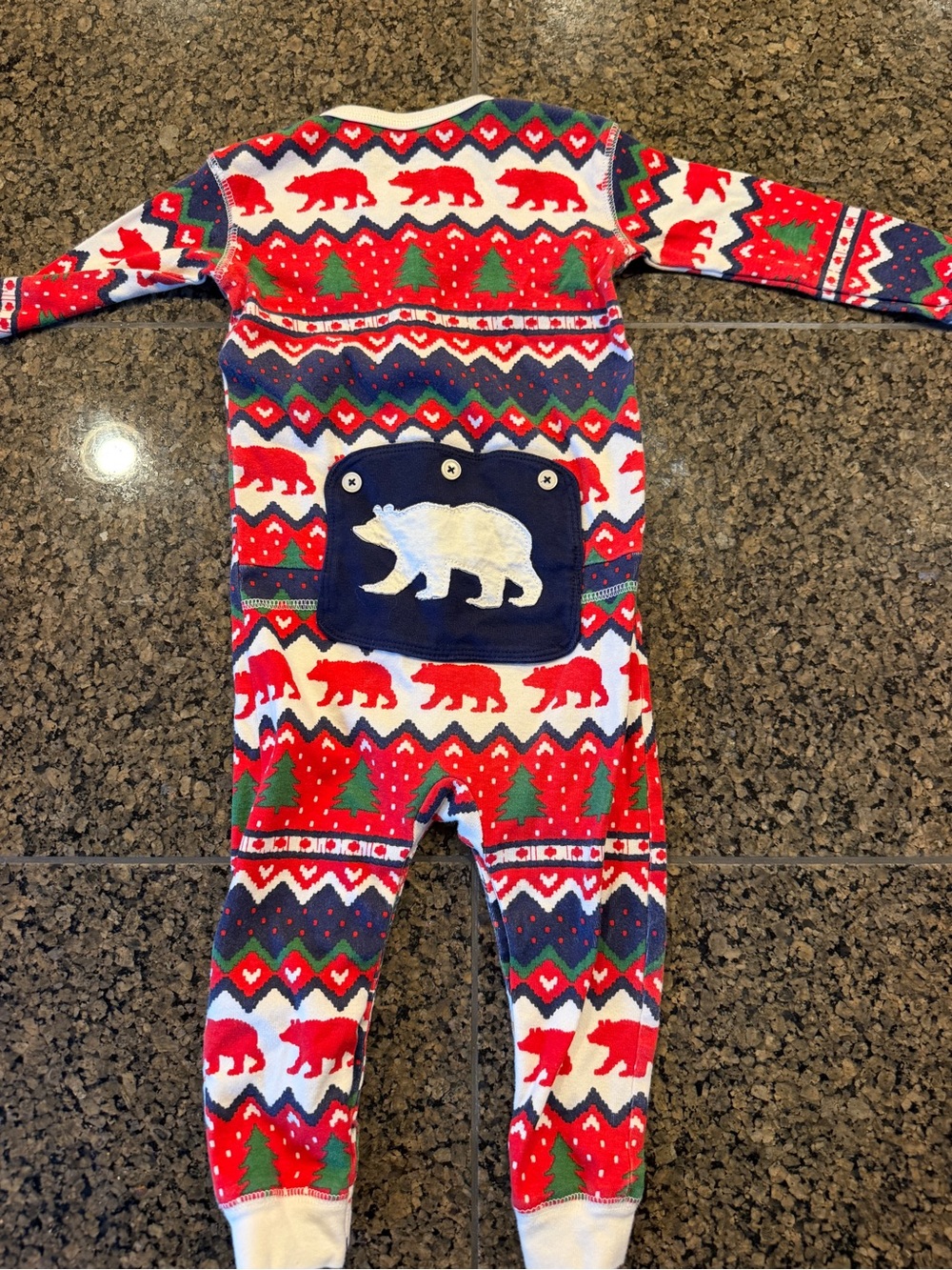 Holiday Bear Print Kids One-Piece Bodysuit in Red and Navy